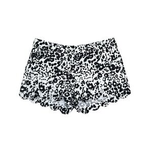 Crew Scalloped Hem Shorts Black White Animal Print Linen Cotton Women's 10